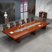 中伟油漆会议桌简约长桌贴实木皮会议台油漆洽谈桌5米