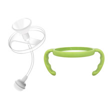 可么多么奶瓶奶嘴配件 瓶身中间环吸管防尘盖把手吸管手柄瓶身配件全软硅胶三滴奶嘴奶瓶盖帽 吸管+绿把手(咖都)