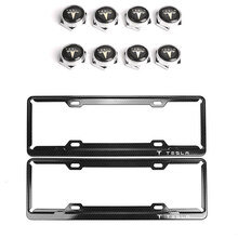 特斯拉MODEL 3XS碳纤维车牌架绿牌照框tesla汽车改装牌照架新能源特斯拉车牌框 碳纤维纹牌照框+精品特斯拉螺丝套装