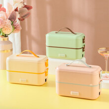 可加热饭盒自热便当盒保温插电上班族神器蒸 加热饭盒家用蒸煮保温 蒸煮多功能热饭神器 艾纳家 活力黄 单层