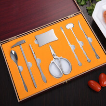 智汇 吃蟹工具 蟹八件拆螃蟹工具蟹钳剪刀剥大闸蟹夹套装家用不锈钢食蟹神器 蟹八件 红木盒（收藏、加入购物车优先发货）