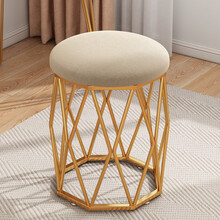蔓斯菲尔梳妆台凳子化妆凳板凳女生卧室简约化妆椅网红ins椅子轻奢梳妆凳 科技布米白色【金架】