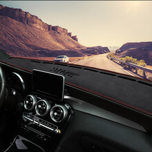 大众内饰汽车中控台防晒垫遮光垫装饰用品皮革仪表盘避光垫防滑垫 B-02【绒面】黑色红线-拍下留言车型+年份