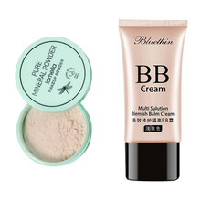 拉美拉清爽矿物散粉蜜粉 定妆控油遮瑕自然 亮采轻盈粉质细腻修容学生3607 01#象牙白+BB霜