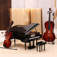 迷你钢琴音乐盒模型大提摆件女朋友生日礼物竖琴八音盒毕业季礼物定制 以上钢琴全部带音乐