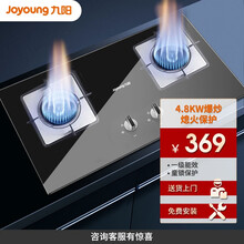 （包安装）九阳（Joyoung)燃气灶双灶煤气灶 家用台式嵌入式天然气液化气炉具 天然气灶猛火灶 钢化玻璃 方形灶 （天然气4.8KW）