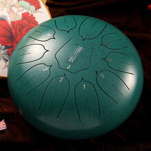 华蜀 空灵鼓11音12寸碳钢升级莲花款色空鼓打击乐器手碟钢舌鼓初学者乐器 孔雀石11音