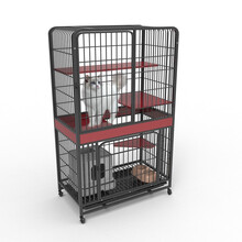 爱宠部落猫笼大号三层四层五层方管加粗多层猫笼子猫别墅成猫幼猫繁殖猫笼子五层黑色1.6m木质平台+阁楼