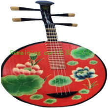 乐器月琴彩绘实木家装饰品挂件家居摆设复古京剧民族琵琶 红色