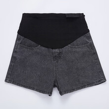 孕妇短裤夏外穿薄款时尚宽松牛仔休闲裤大码托腹裤打底安全裤潮妈 烟灰色 M建议92-115斤
