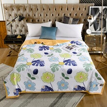 俪之影 乳胶被 冰感夏凉被单人学生宿舍水洗棉夏被双人凉感薄被子可机洗床上用品办公室空调被 芭蕉叶之蓝迪丝 150*200cm(单人适用)