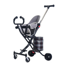 溜娃神器手推车轻便折叠儿童简易1-6岁婴儿便携带娃出门遛娃神器 升级四轮黑色带刹车