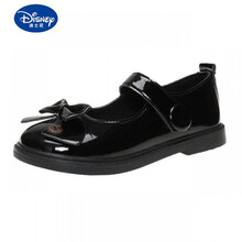 迪士尼官方旗舰皮鞋女童春夏小皮鞋英伦日系复古学院风玛丽珍大童软妹女单鞋小女孩JK小皮鞋 亮黑色 37