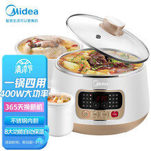 美的（Midea）电炖锅 电炖盅 煮粥锅 煲汤炖汤锅 煮粥锅 隔水炖锅燕窝炖盅 4.2L 陶瓷内胆 智能预约 WBZS162