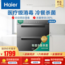 海尔（Haier）消毒柜嵌入式100L大容量光波巴氏消毒冷餐杀菌二星级消毒碗柜家用医疗级消毒柜 创新4.0消毒柜ZQD100F-EB03