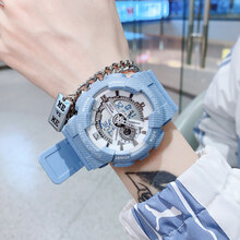 迪士尼官·网方旗舰同款独角兽电子手表男士初高中学生男儿童机械青少年潮流女运动新概念 雾霾蓝