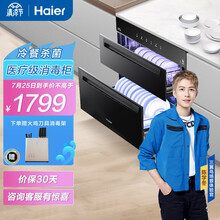 海尔（Haier）晶彩系列消毒柜 100L大容量  光波巴氏消毒 冷餐杀菌 二星级 医疗级消毒碗柜家用ZQD100F-EB03
