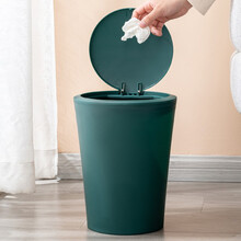 傲家  家用带盖垃圾桶客厅卧室大号简约按压式圾垃桶有盖卫生间厕所纸篓 按压式 墨绿色12L