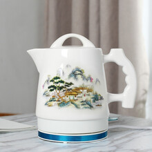 优卓电热水壶瓷陶瓷电热家用自动断电大容量煮水器烧水壶礼品采购公司团购 咖啡色 1.8L大把山水人家