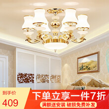 弦鸿 欧式客厅吊灯现代简约大气家用奢华餐厅大厅吊灯锌合金卧室灯具灯 6头（吸吊两用/配送12W三色灯泡）