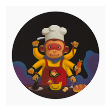 阿斯蒙迪陈建周厨神亲笔签名版画孙悟空餐厅装饰画限量版德国版画纸潮流艺术高档配画50*50cm