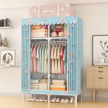 布衣柜简易组装挂衣柜加粗折叠宿舍出租房用 简易家用布衣柜钢架隔层加粗加固牛津布全封闭防尘加厚布料可水 梦幻百合 86*45*170