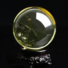 石传百世 天然黄水晶球摆件 水晶工艺品礼品家居装饰品 灵摆原石打磨送底座  礼物 球直径5-6厘米