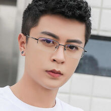 Bosibao 韩版近视眼镜男有度数半框大脸学生眼镜框女防辐射变色开车近视镜 枪灰色+收藏送全套包装 近视左右眼275度(防辐射)