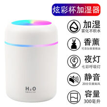 夏的usb加湿器家用卧室小型迷你大雾容量空气学生喷雾车载香薰机 加强款炫彩杯白色 套餐三：USB线+5根棉棒+2瓶香薰