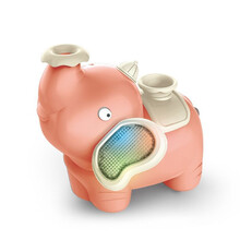 萌趣电动喷雾吹球小象造型玩具车卡通万向灯光音乐悬浮球儿童玩具 喷雾音乐吹球车-桃粉色-小象标配