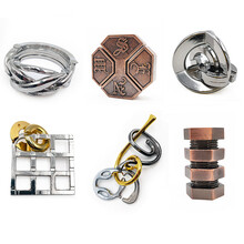 鲁班锁高难度烧脑针锁马蹄三角链儿童高智商玩具谜 高难度挑战六件套