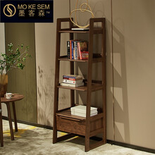 发木乐北美黑胡桃木书架客厅花架置物架阳台落地多层收纳边柜简约杂志架 黑胡桃木置物架
