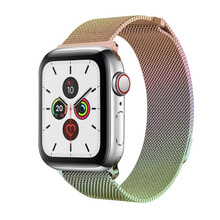 猫牙 米兰尼斯 磁吸表带 魅风适用于applewatch6/SE苹果5/4/3/2/手表表带金属创意 多彩渐变 42/44mm表盘【金属磁吸】 iWatch1/2