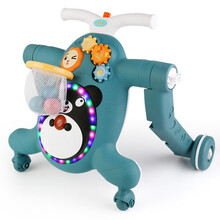 婴儿学步车手推车6-7-18个月防侧翻宝宝学走路多功能助步车 男孩女孩1岁生日礼物 三合一学步车蓝色