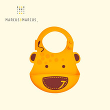 MARCUS&MARCUS marcus 马库狮儿童餐具饭兜 宝宝防水硅胶围兜 婴儿围嘴口水巾罩衣 黄色