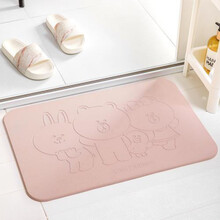 硅藻泥硅藻土浴室强吸水地垫脚垫卫生间防滑速干垫 布朗熊和他的朋友们-马卡龙粉 40*60cm