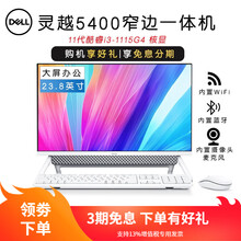 戴尔(DELL)灵越AIO5490/5400 23.8英寸一体机台式电脑 网课学习财务办公大屏电脑 银 11代 i3 8G 256G固态 核显 定制 23.8英寸一体机