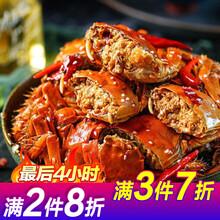 香辣蟹罐头螃蟹公母大闸蟹一元蟹网红零食即食海鲜熟食350g 公母装2罐【香辣味】