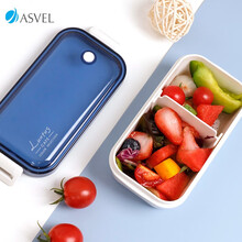 阿司倍鹭（ASVEL）饭盒微波炉加热午餐盒 塑料便携密封学生儿童水果零食盒 单层蓝色500ml