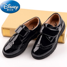 【特价】迪士尼(Disney)黑色皮鞋英伦风休闲鞋儿童学校礼服演出小主持人男孩白色皮鞋小孩夏天穿的 0318全黑 32码内长20.8厘米