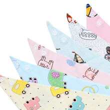 口水巾婴儿三角巾新生儿宝宝三角口水巾 1-2岁按扣儿童围嘴薄棉 随机【六条装】