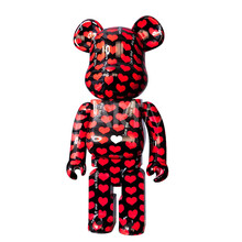墨斗鱼艺术bearbrick*black heart款1000%PVC材质积木熊摆件