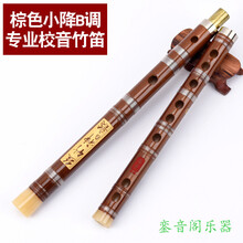 笛子玉笛古风白玉中国风传统短笛子随身小乐器便携式小型玉萧 二节棕色小降B调+【9件套】