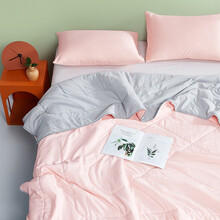 罗莱家纺 LUOLAI夏凉被亲肤空调被可水洗夏被 被子被芯盖被床上用品 云柔抗菌纤维水洗夏被-粉 200*230cm