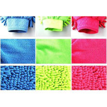 洗车手套双面擦车手套雪尼尔珊瑚绒加厚汽车手套抹布除尘清洁工具 (两只装).玫红+绿色 其他