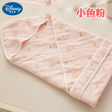 迪士尼婴儿抱被新生儿包被春秋薄款纯棉纱布抱毯宝宝襁褓春夏季宝宝用品 小鱼粉(六层纱布) 90x90cm