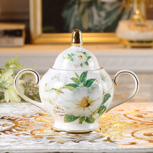 心饰园田园茶花仙子手冲咖啡壶内过滤孔泡茶叶壶陶瓷冷水壶大容量单壶 茶花糖罐约360ml