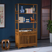 承古堂红木家具非洲鸡翅木（学名：非洲崖豆木）书架实木新中式书房多层置物架收纳架茶叶架摆件架储物柜 单个书架