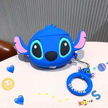 岚兮冉倍思无线蓝牙耳机保护套w04pro卡通可爱硅胶w04软壳防摔女 蓝色史迪仔+指环 倍思W04/W04pro