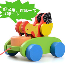 Onshine小孩子婴幼儿童木制拖拉玩具手推车手拉线拉绳学步男女孩宝宝0-1-2-3岁 小鸡啄米